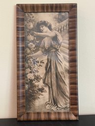 Antique Sepia JL Austen Co Antique Print 'woman Climbing The Roses' AR23