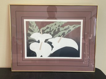 Vintage (1984) Embossed Serigraph Of Lilies AR45