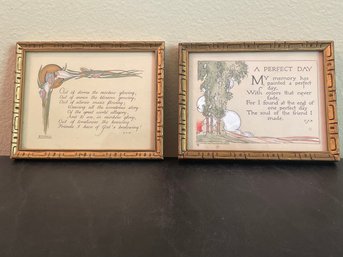 Set Of 2 Vintage Poems In Original Gold Wood Frames AR60