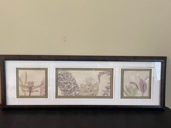 Framed 3 Panel Botanical Prints Matted In Bronze Finished Frame AR61