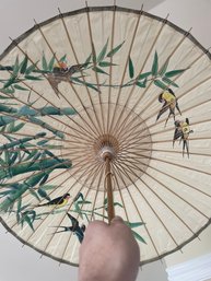 Vintage Asian Rice Paper Umbrella W/ Bamboo Handle L202