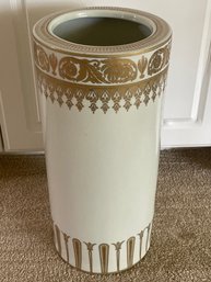 Ivory & Gold Ceramic Floor Vase/umbrella Holder L206