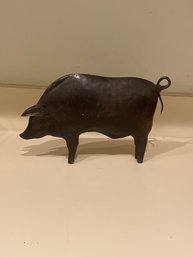 Hand Crafted Metal Pig W/ Rusted Finish T45