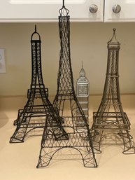 Lot Of 4 Metal/wire Eiffel Tower & Big Ben Replicas T51