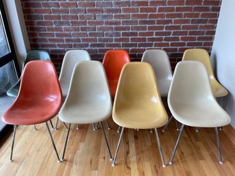 9 Vintage Mid Century Eames Fiberglass Chairs