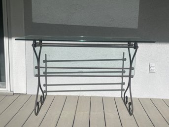 Heavy Iron Table Base W/ Glass Top P8