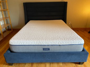 Queen Upholstered Platform Bed & Mattress