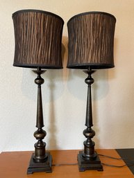 Pair Of Bronze Tablelamps