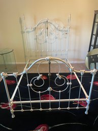 Antique Ornate Cast Iron Bed W/ Brass D204