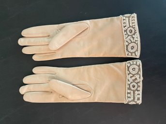 Pair Of Beaded Leather Gloves C108