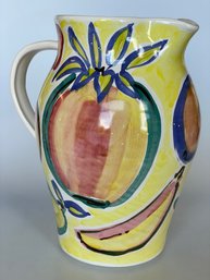 Hand Thrown Pitcher W/fruit Designs