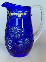 Bohemian Cobalt Blue Crystal Pitcher