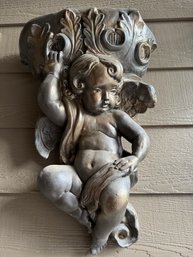 Cast Concrete Cherub Wall Planter