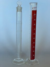 Lot Of 2 Pyrex Metric Scale Cylinders