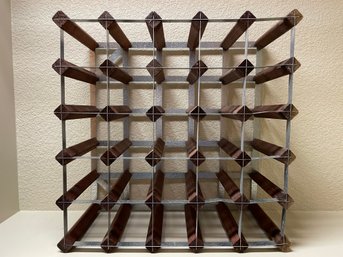 Galvanized Metal & Wood Wine Rack