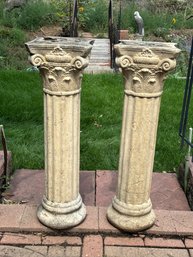 Pair Of Cast Resin Ionic Classical Columns/pedestals