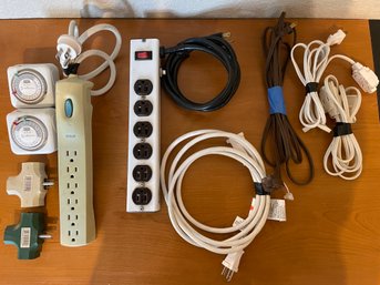 Lot Of Surge Protectors, Extension Cords & Timers