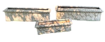 Lot Of 3 Cast Resin Planters With Classical Swags