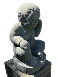 Hand Carved Granite Buddha Child Sculpture