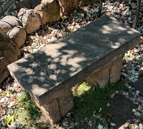 Stone Garden Bench With Carved Flower Seat