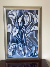 Blue Grey Orchid Print With Silver Frame A5
