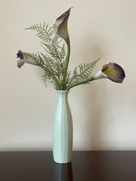 Green Vase With Faux Flowers A21