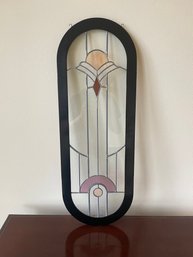 Unique Stained Etched Glass Interior Window With Hangers A23