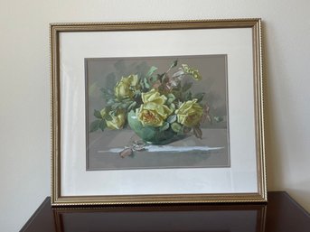 Reproduction Painting Of Golden Roses In Vase By Harriet Winslow Hayden A35