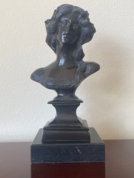 Vintage Art Nouveau Bronze Bust Reproduction Of Idealized French Girl L18