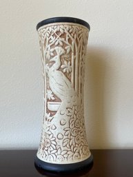 Antique Weller Pottery/knifewood Peacock Vase L33