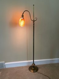 Antique Brass Bridge Lamp With New Shade & Simple Line Detailing L70