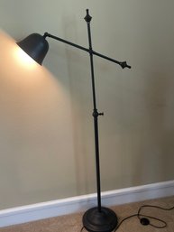 Newer Gilded Bronze Finish Floor Lamp With Adjustable Arm Height & Heavy Base L71