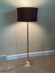 Vintage Colonial Premier Floor Lamp With 3 Way Switch, Silver Finish, Brown Silk Shade L73