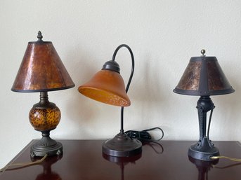 Lot Of 3 Accent Table Lamps With Bronze Finish L72