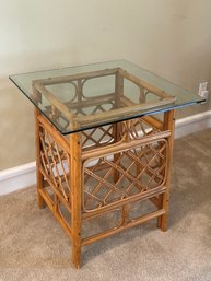 Very Well Made & Excellent Condition Vintage Palm Beach Style Bamboo Top Table L80