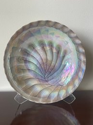 Vintage MCM Murano Art Glass Centerpiece Iridescent Mother Of Pearl Giant Seashell Bowl By Fornace Ferro L93