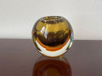 Vintage (1970) Murano Glass Sommerso Sphere W/ Faceted Sides L112