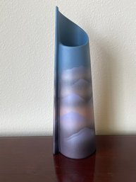 Vintage Otagiri Japanese Asymmetrical Vase With Satin Finish & Mountain Scape L113