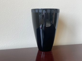 Vintage Black Sasaki Crystal Vase By Ward Bennett L121