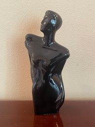 Vintage Modernist Art Deco Black Ceramic Figurine F14