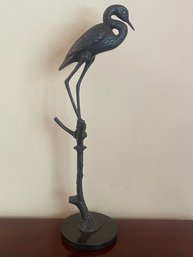 SPI Gallery Tall Bronze Heron Sculpture On Black Marble Base F25
