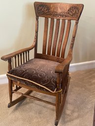 Antique Oak Pressed Back Rocking Chair B18