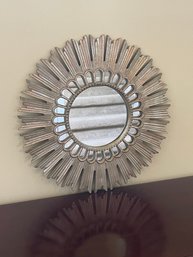 'sunburst' Wall Mirror With Silver Finish D11