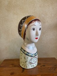 Vintage Hand Painted Madame De Chelles French Style Wig/hat Display Bust B25