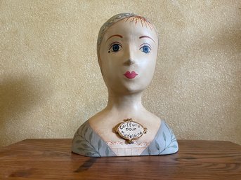 Vintage Hand Painted Coiffure Pour Madeleine Wig/hat Display Bust