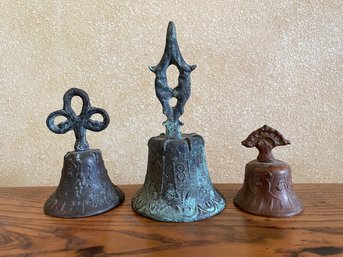 Lot Of 3 Bronze Bells B32