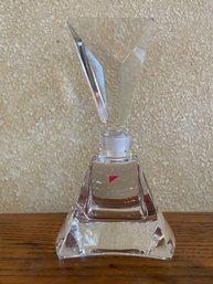 Vintage Art Deco Irice Lead Crystal Asymmetrical Perfume Bottle W Label Intact B40