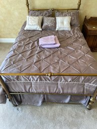Dusty Lavender Full/queen Size Bedding Set With Satin & Filled Standard Shams, 3 Throw Pillows & More! B51