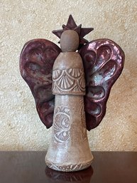 Pot-terre Raku Pottery Angel Figurine Handcrafted By Colorado Artist, Terre Christensen