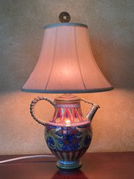 Fantastic Early 20th Cen. Antique Majolica Rubboli Faience Jug Converted Into Table Lamp B78